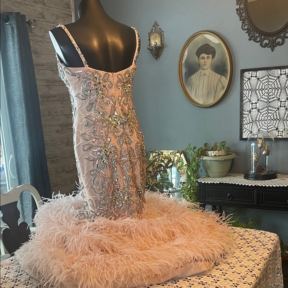 JVN by Jovani Pink and Silver Embellished Prom Dress - Picture 4 of 7